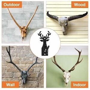 European Animal Black Coated Skull Wall Mount Decor Set Of Two